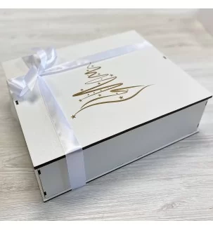 Коробка новорічна подарункова біла