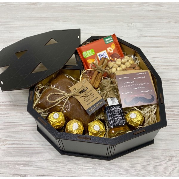 Набір коханому "Кава в дерев'яному серці"