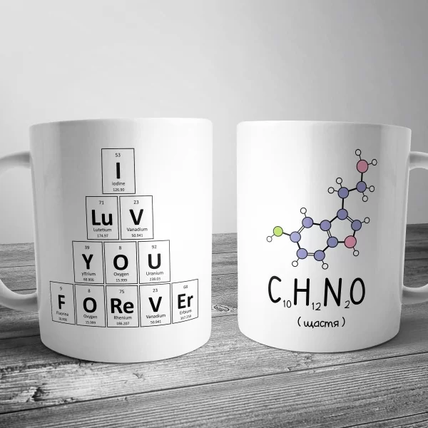 Чашка з принтом с хімічними елементами
