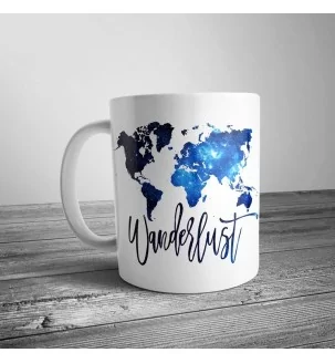Чашка с принтом "Карта мира" синяя