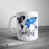 Чашка с принтом "Карта мира" синяя