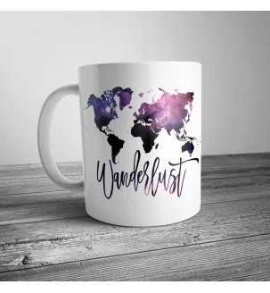 Чашка с принтом "Карта мира" фиолетовая