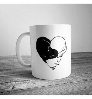 Чашка з котиками в сердце, инь янь котики