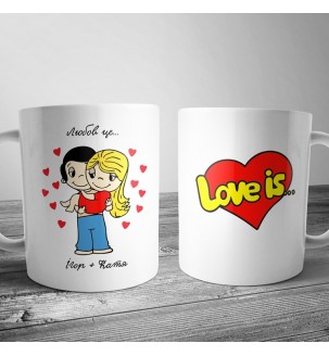 Чашка Love is с именами на заказ