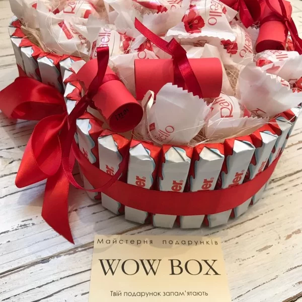 Шоколадне серце з кіндер і Рафаель Подарунки WOW BOX - 2