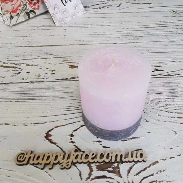 Свеча декоративная розово-серая 7,5х7 см